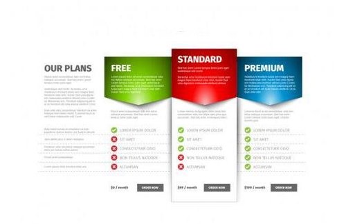 Three tier pricing table layout vector