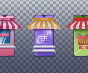 Three types of online store designs vector