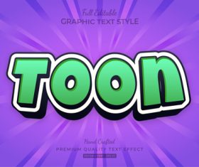 Toon 3d text style effect vector