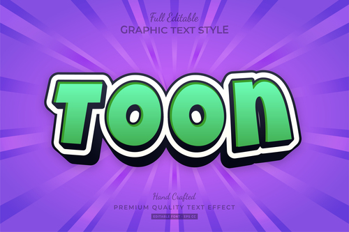 Toon 3d text style effect vector