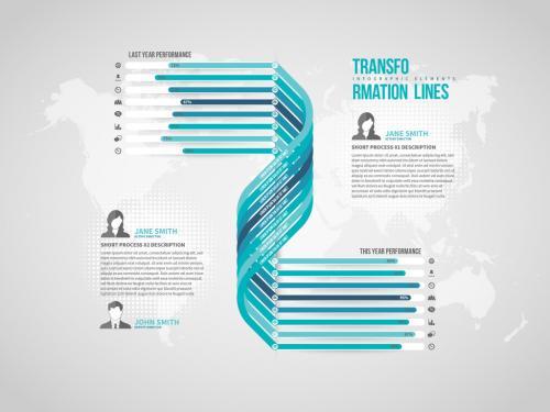 Transformation lines infographic vector
