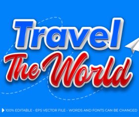 Travel the world 3d text style effect vector
