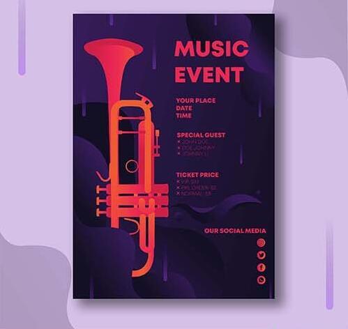 Trumpet background music poster vector