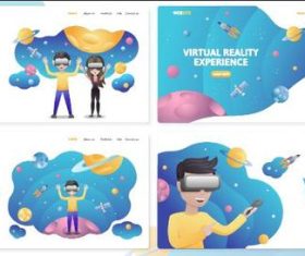 Virtual realty world website landing page vector