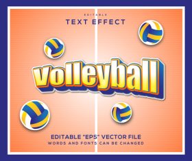 Volleyball 3d editable text style vector