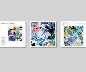 Watercolor floral cards vector