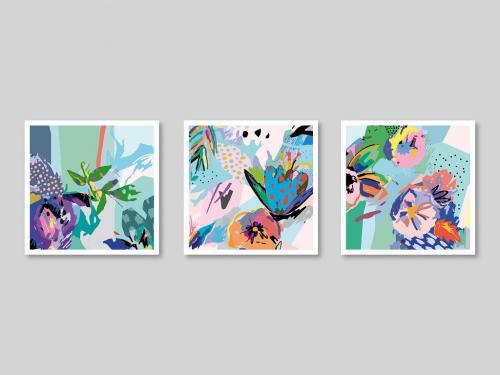 Watercolor illustration floral cards vector