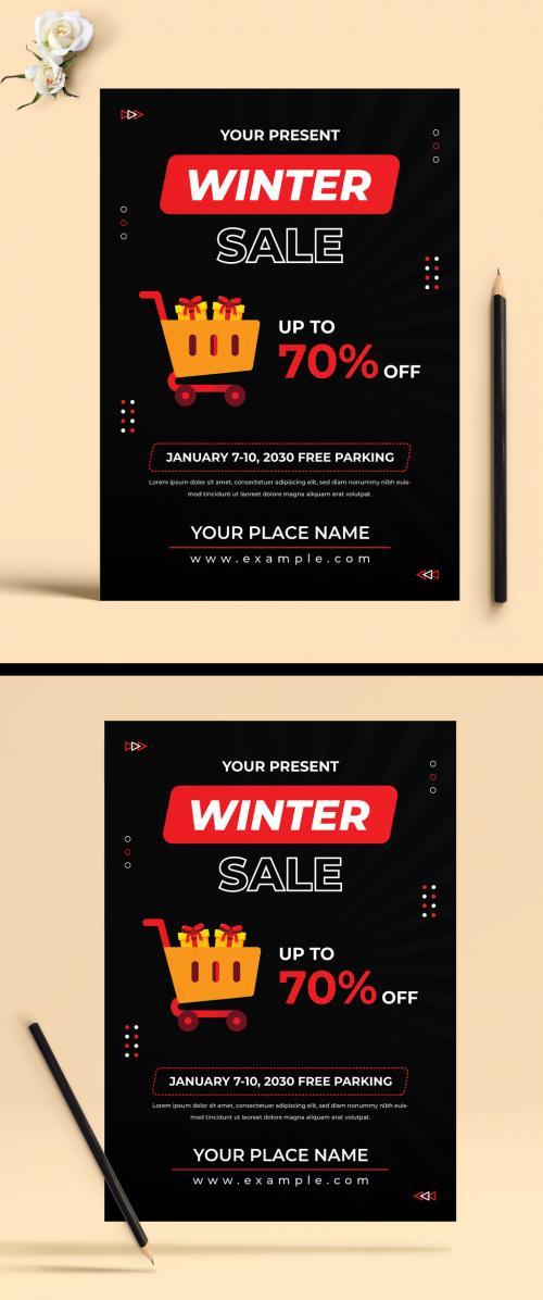 Winter sale flyer design template vector