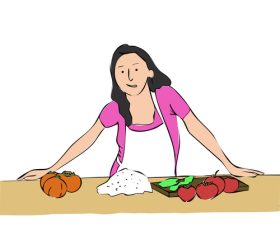 Woman who cooks delicious food vector
