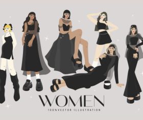 Women illustration set vector
