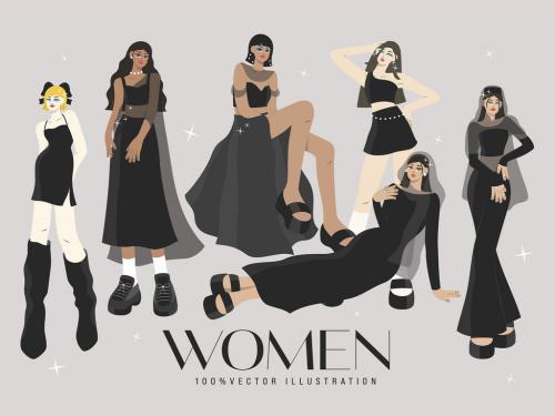 Women illustration set vector