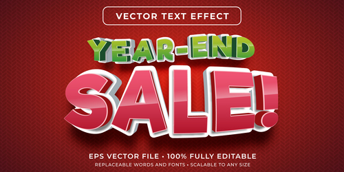 Year end sale 3d style effect vector