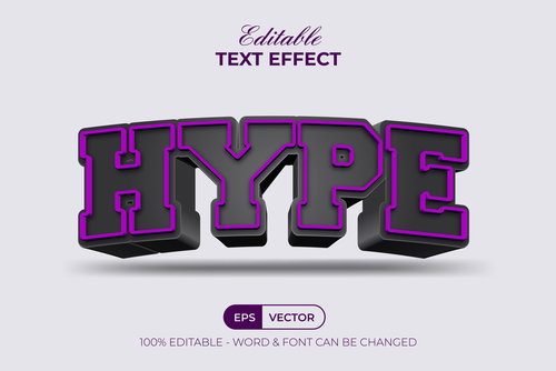 3d text effect hype style vector
