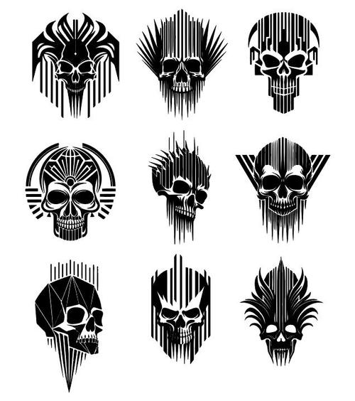 Art deco skull logos for tattoos vector