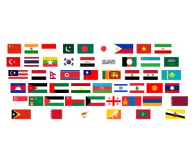 Asia country flags collection vector