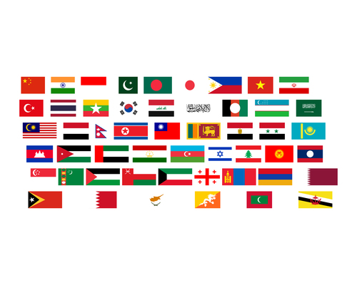 Asia country flags collection vector