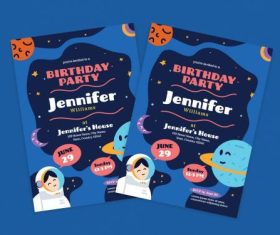 Astronaut theme invitation kids birthday vector
