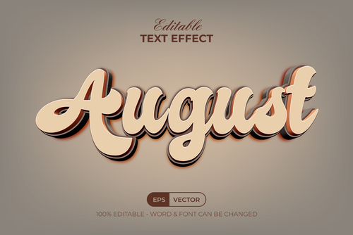 August 3d text effect vector