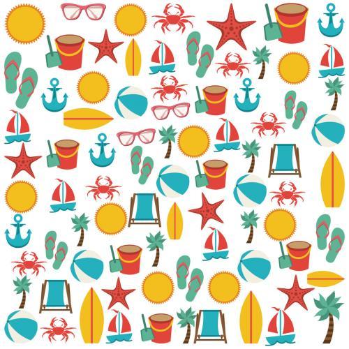 Beach icons pattern vector