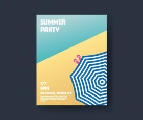 Beach party poster with blue umbrella vector