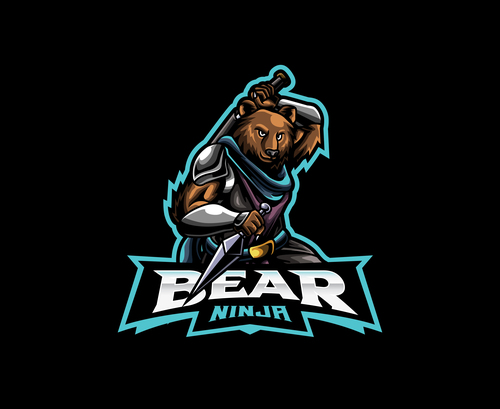 Bear ninja icon vector