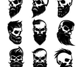 Bearded skull logos for tattoos vector