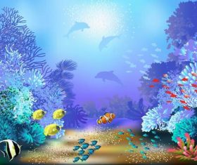 Beautiful underwater world vector