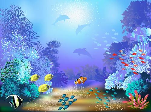 Beautiful underwater world vector