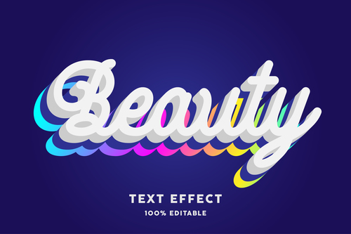 Beauty gradient text effect vector