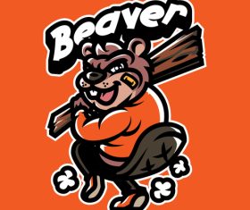 Beaver baseball mascot logo vector