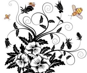 Bees and flowers vector