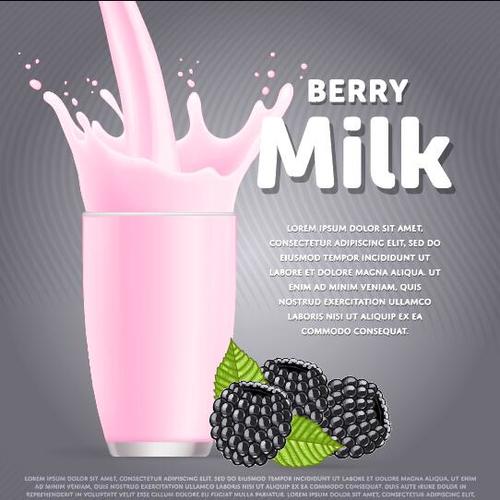 Berry milk ad vector