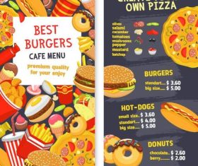 Best burgers cafe menu vector