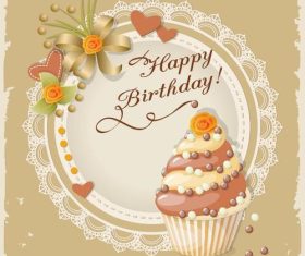 Birthday card and birthday cake vector