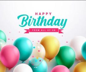 Birthday cards with different colored balloon backgrounds vector