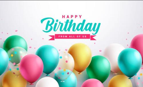 Birthday cards with different colored balloon backgrounds vector