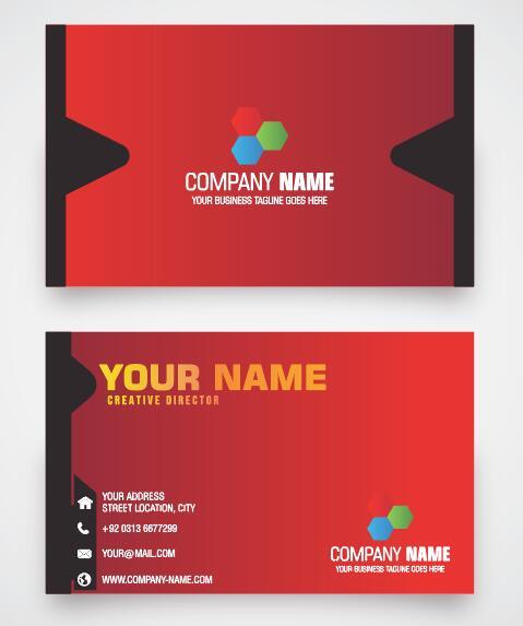 Black edged red background business card template vector