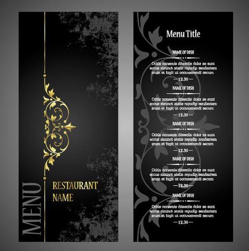 Black exquisite restaurant menu vector
