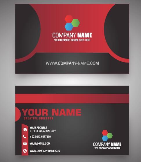 Black red business cards vector