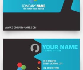 Blue and black background business card template