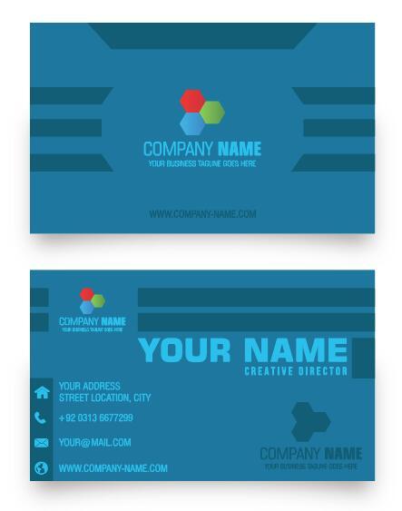 Blue background business card vector