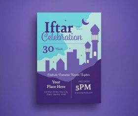 Blue ramadan iftar flyer vector