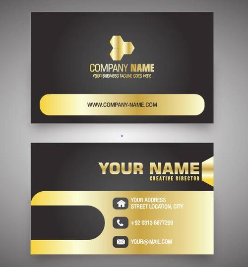 Business cards with black and gold background vector