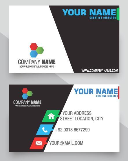 Business cards with white and black background vector