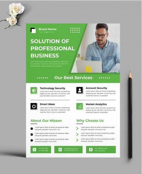 Business flyer green color vector