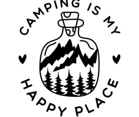Camp is my happy place background vector