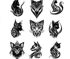 Cat logos for tattoos vector