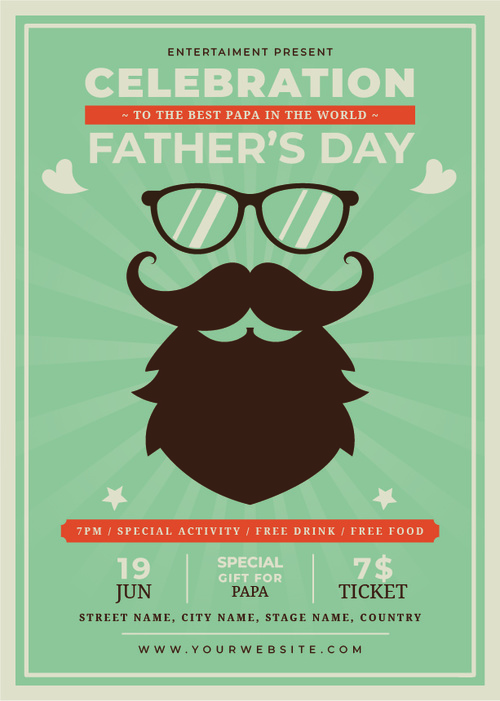 Celebration fathers day flyer vector
