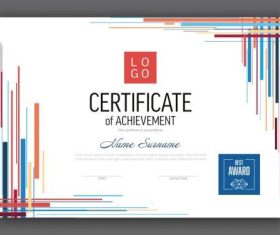 Certificate blue and red stripes and squares vector