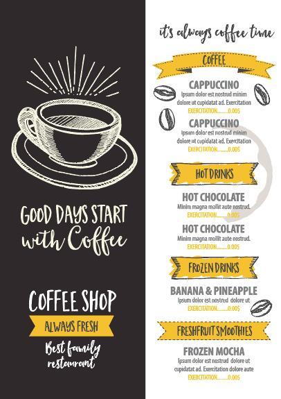 Coffee shop menu vector